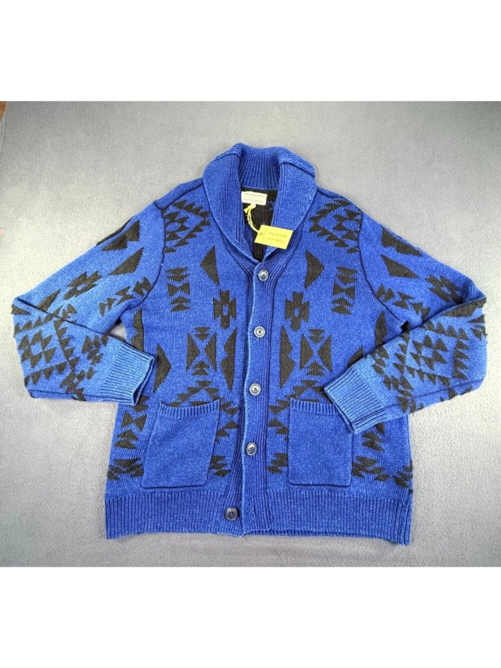 NWT Lucky Brand Yellowstone Cardigan Wool Blend Sweater Southwestern Blue Mens L